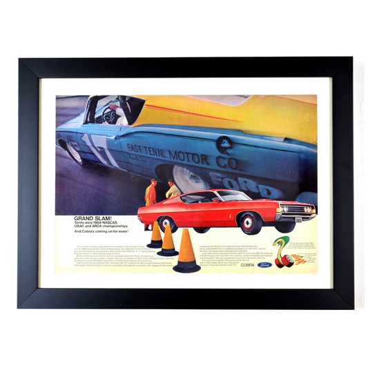 1968 Ford Torino NASCAR Ad – Framed Retro Racing Wall Art, 15x20