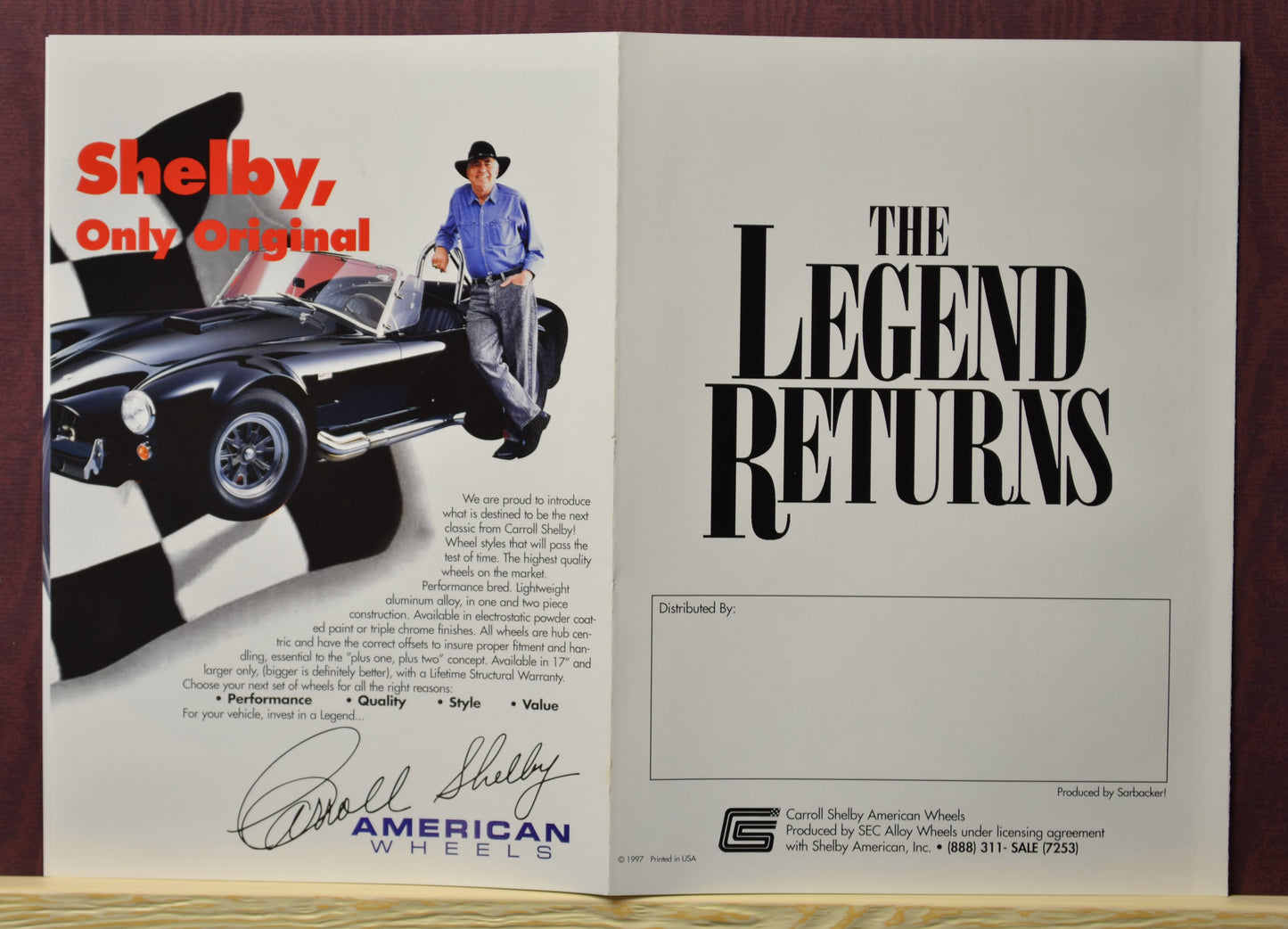 1998 Carroll Shelby American Wheels brochure , the legend returns.