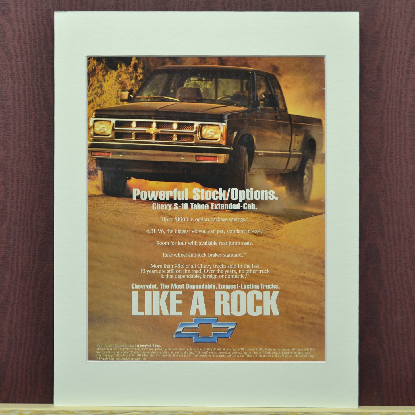 1981-1993 Chevrolet S-10 Ad - "Like a Rock" Vintage Chevy Pickup Truck Art