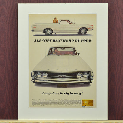 1968 Ford Ranchero Print Ad – Redesigned for Pickup Luxury - Vintage Art Garage