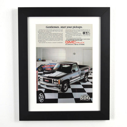 Framed 1991 GMC Truck Indy 500 Ad Print