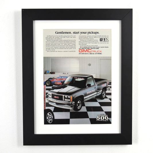 Framed 1991 GMC Truck Indy 500 Ad Print