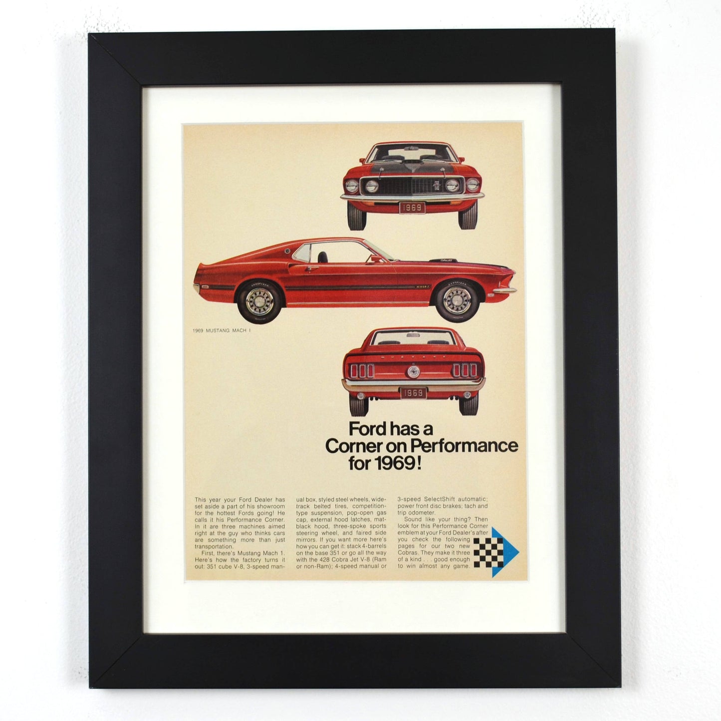 framed 1969 ford mustang mach 1 print