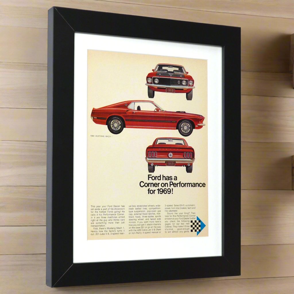 1969 ford mustang mach 1 print framed