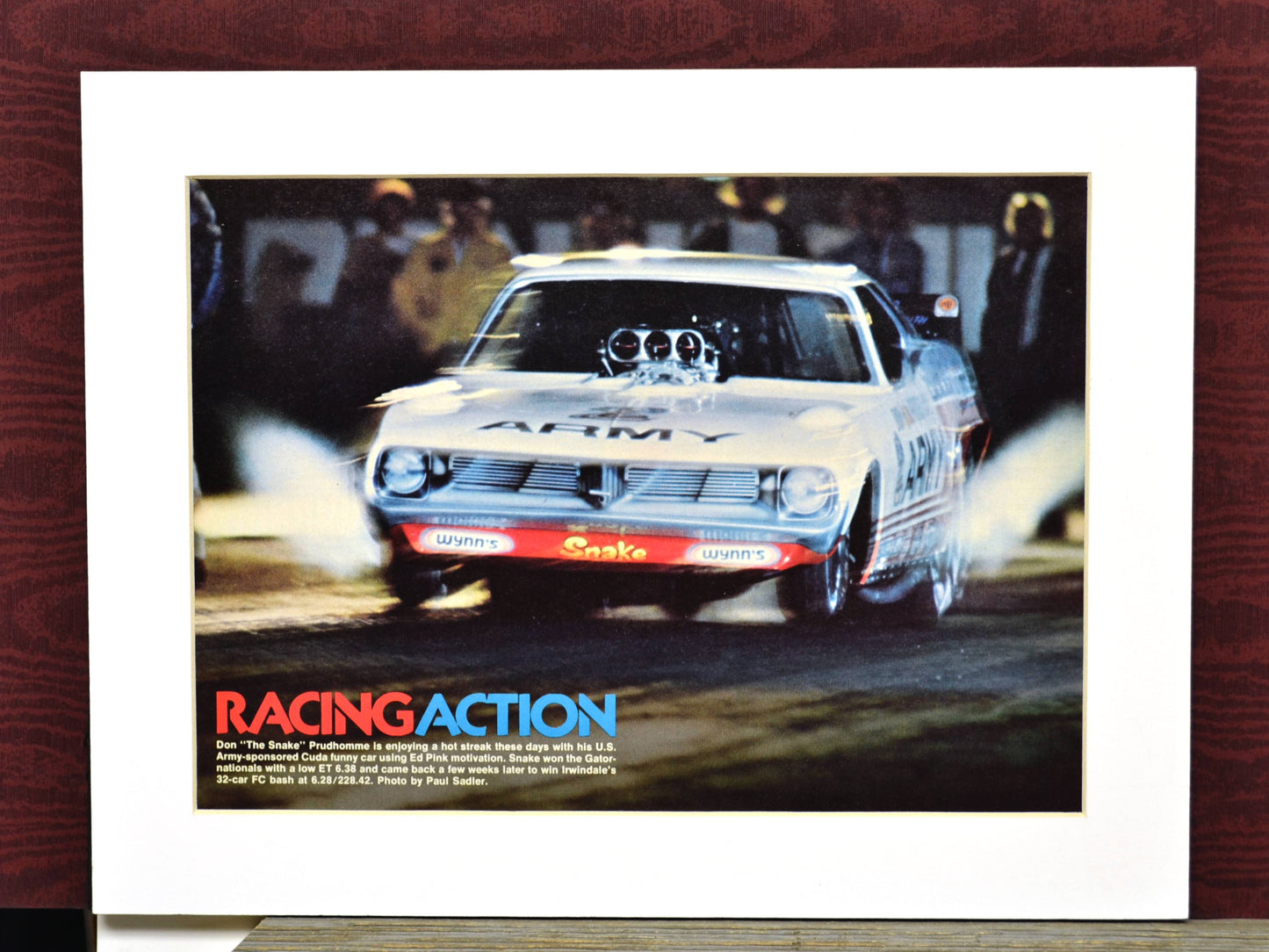 Don "The Snake" Prudhomme – U.S. Army NHRA Cuda Funny Car Racing Print  1