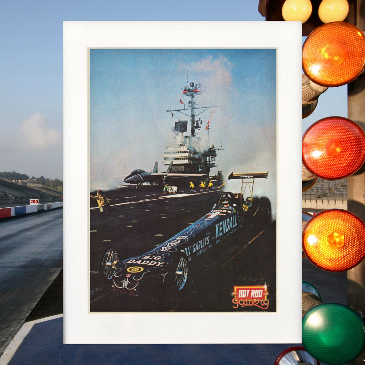 1980 Don Garlits Swamp Rat XXII USS Ranger print matted and ready to frame
