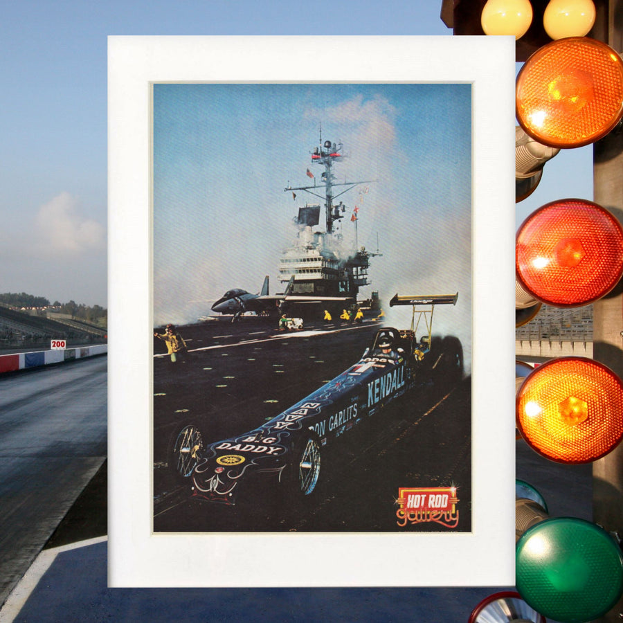 1980 Don Garlits Swamp Rat XXII USS Ranger print matted and ready to frame