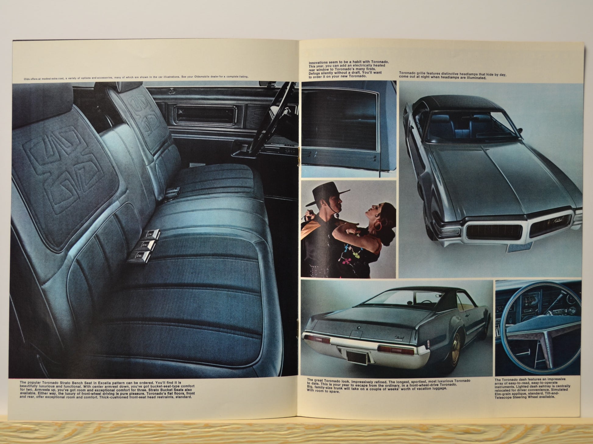 Interior and dashboard features of 1969 Oldsmobile Toronado
