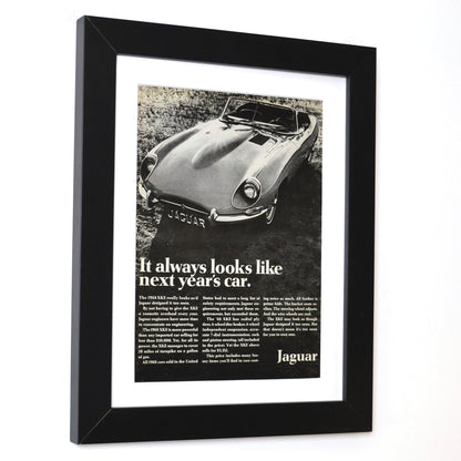 Vintage Jaguar XKE Print Ad , side view, framed