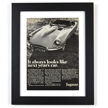 Vintage Jaguar XKE Print Ad , framed