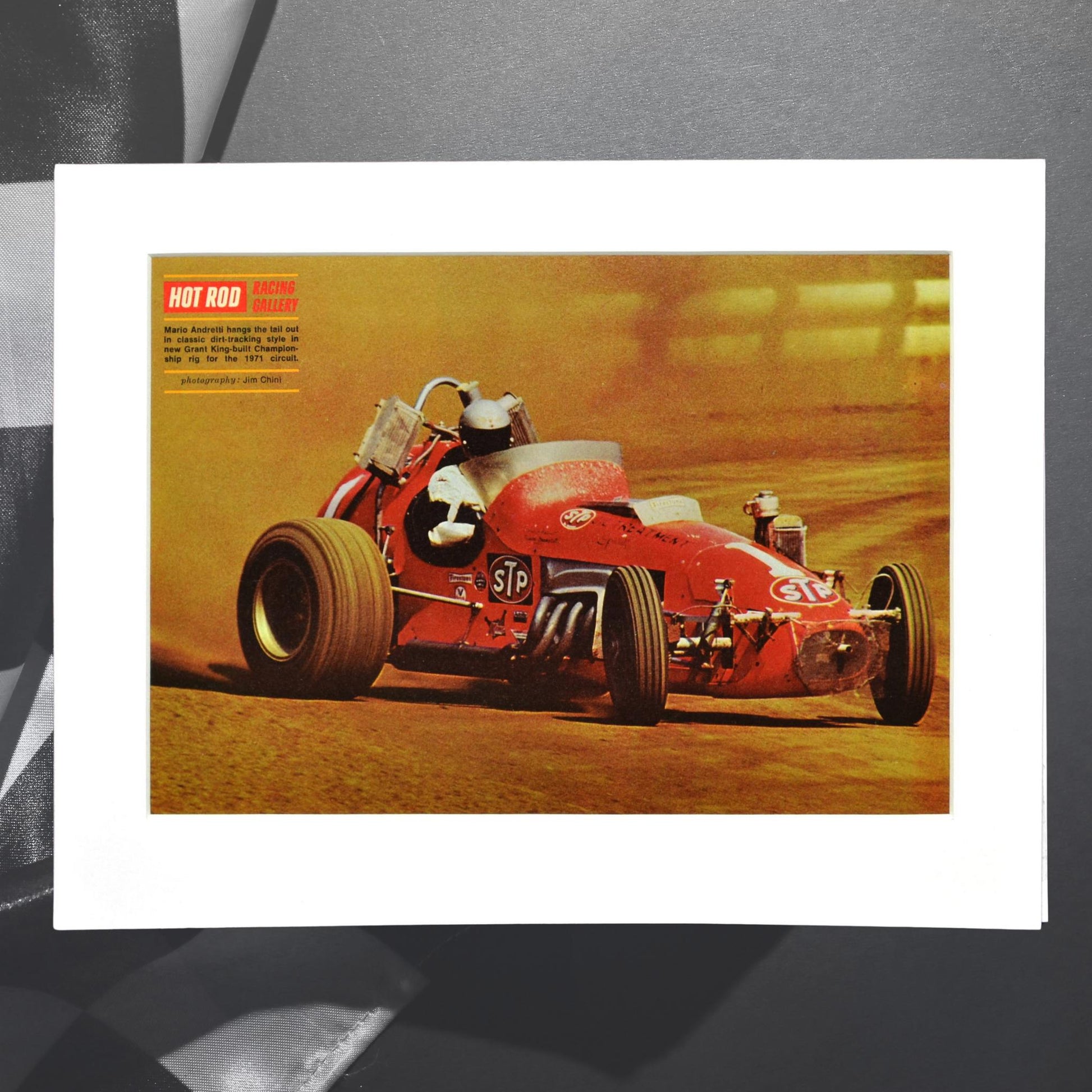 1971 Mario Andretti Dirt-Track Racing Print | Vintage Hot Rod Magazine Art