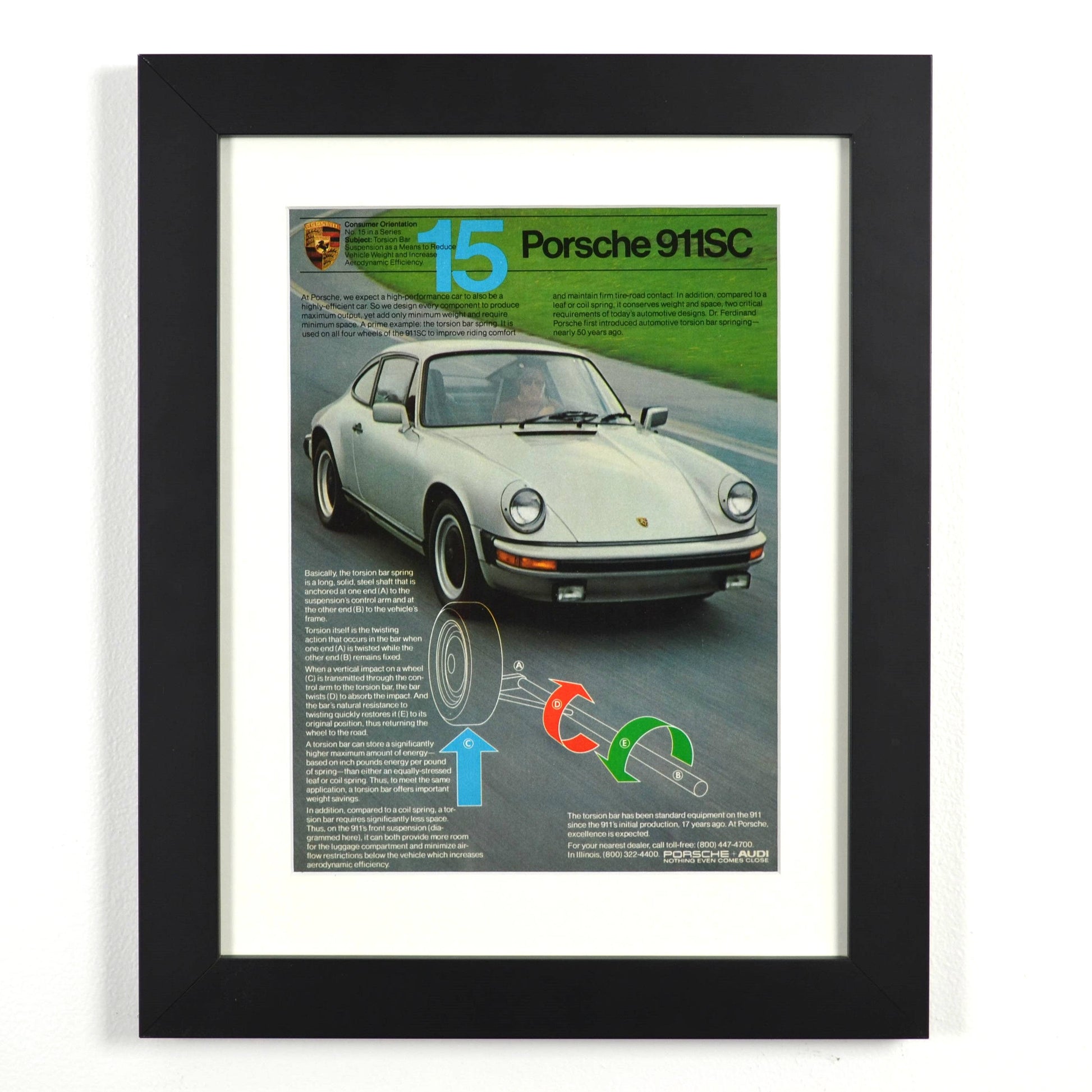 Framed Vintage Porsche 911SC Print – Classic Air-Cooled 911 Advertisement – Collector’s Wall Art