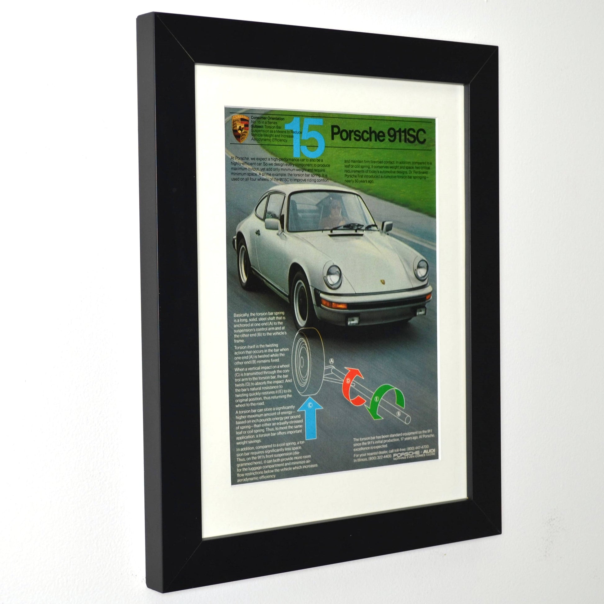 Framed Vintage Porsche 911SC Print – Classic Air-Cooled 911 Advertisement – Collector’s Wall Art