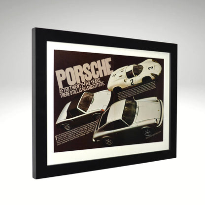 Framed Vintage Porsche Racing Print – Porsche 904, 914, and 911 Advertisement – Classic Porsche Motorsport Wall Art, 15x20, side view