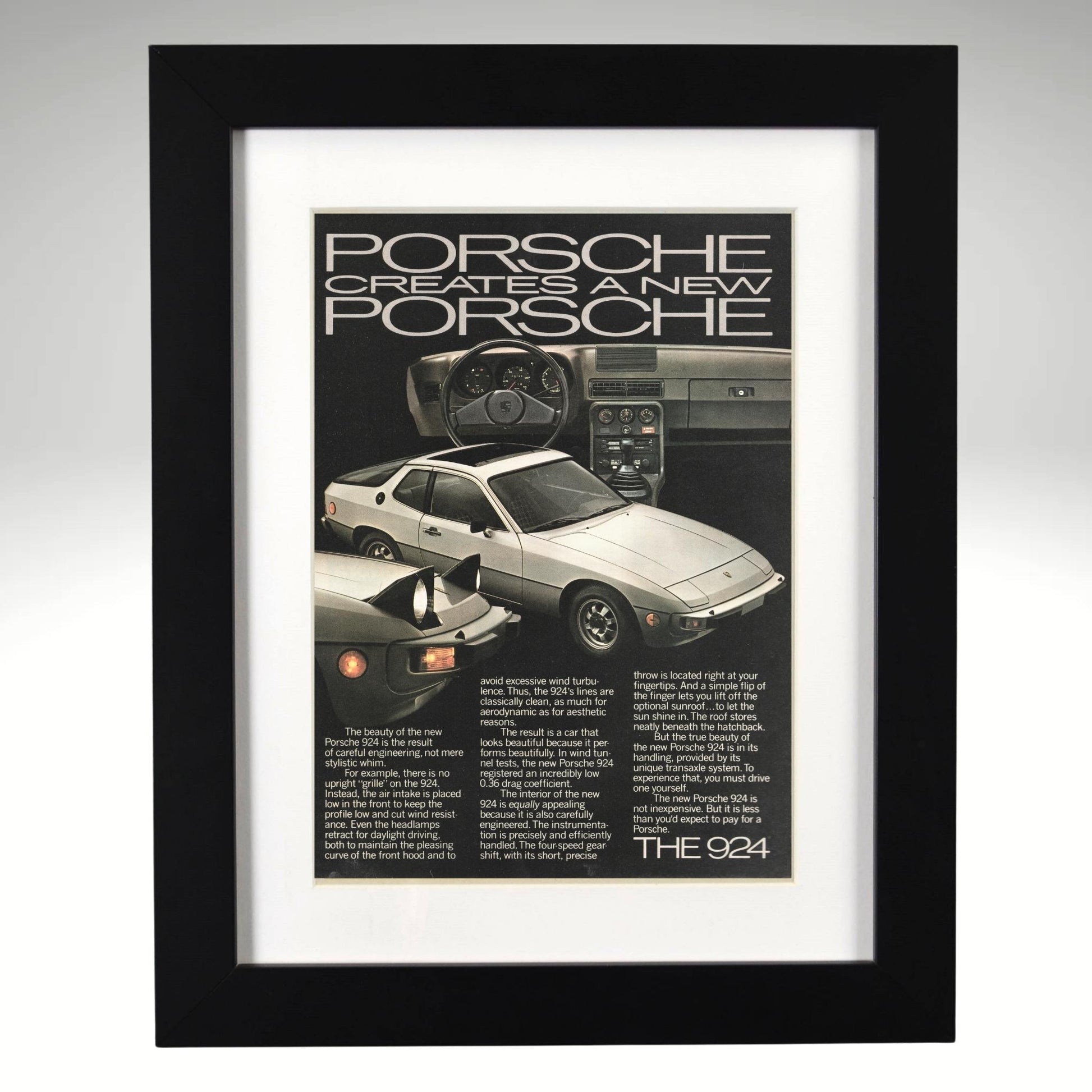 porsche-924-framed-10x13-vintage-print-ad-wall-art