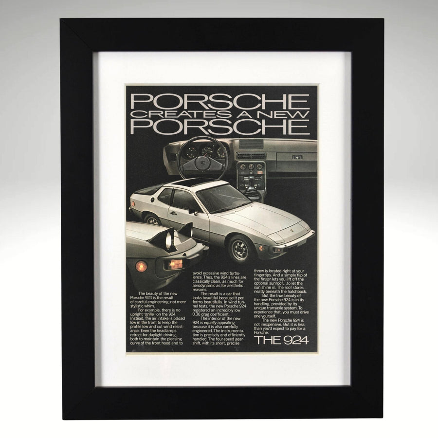 porsche-924-framed-10x13-vintage-print-ad-wall-art