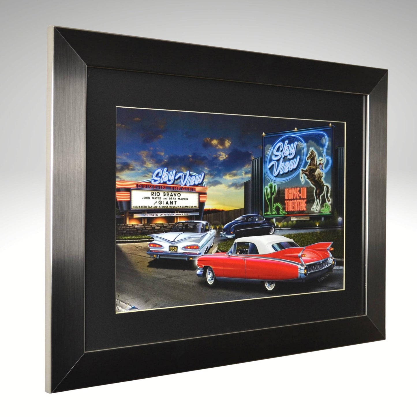 Retro drive-in theatre artwork for mancave decor
