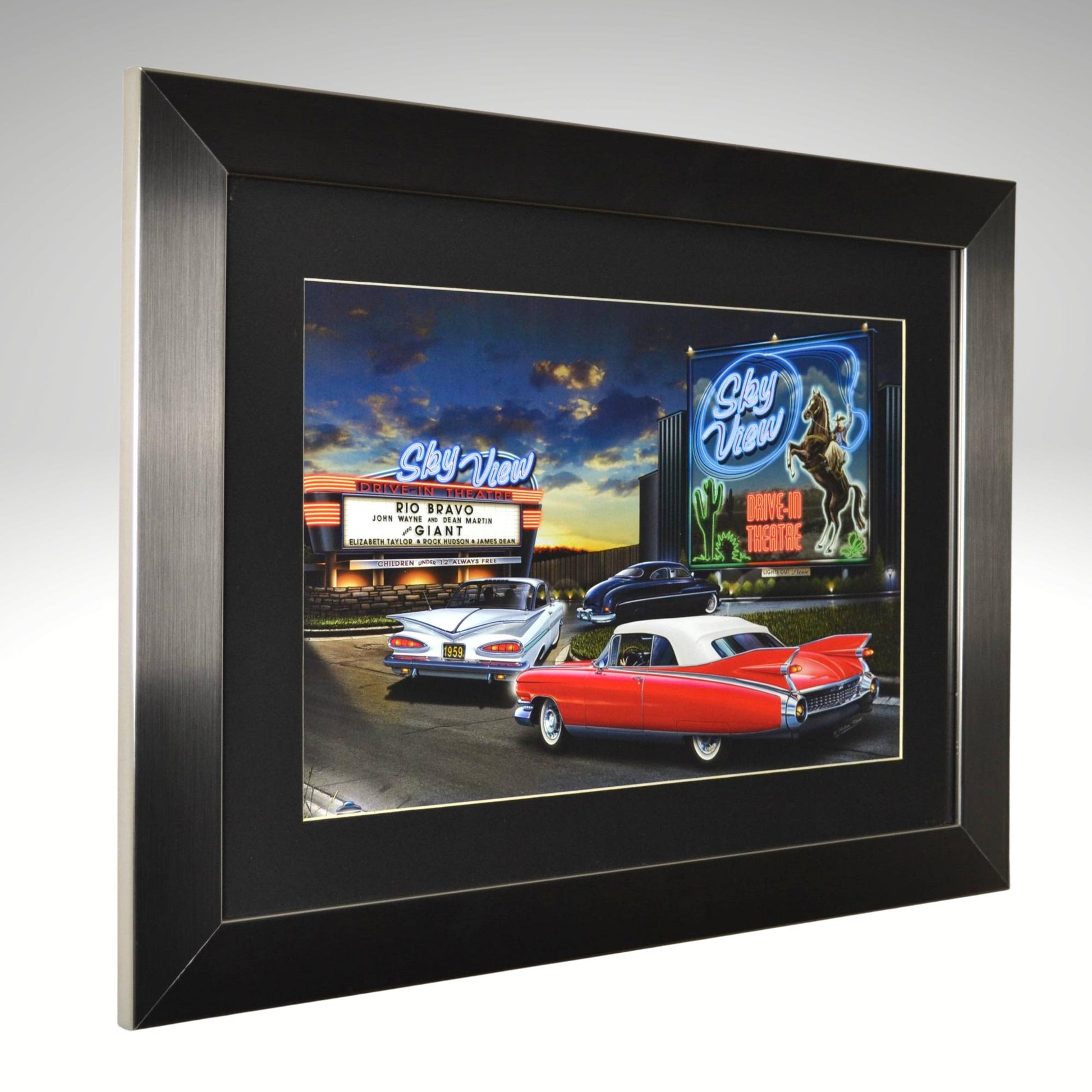 Retro drive-in theatre artwork for mancave decor