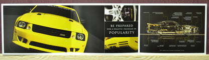 Interior spread of Saleen S281 Extreme brochure with yellow Mustang