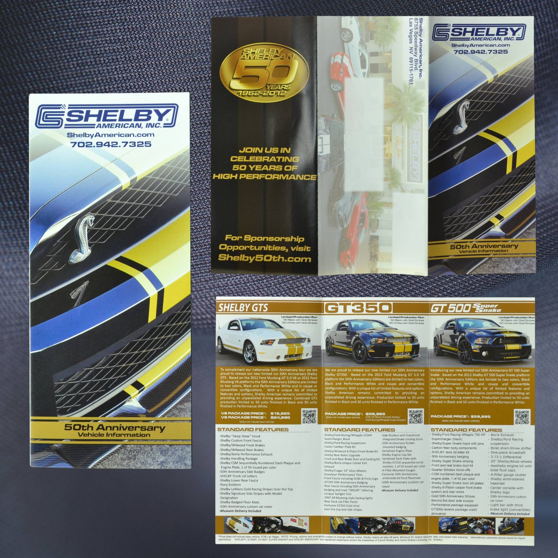 Shelby 50th Anniversary Vehicle Information Pamphlet – Front, Back, & Inside View