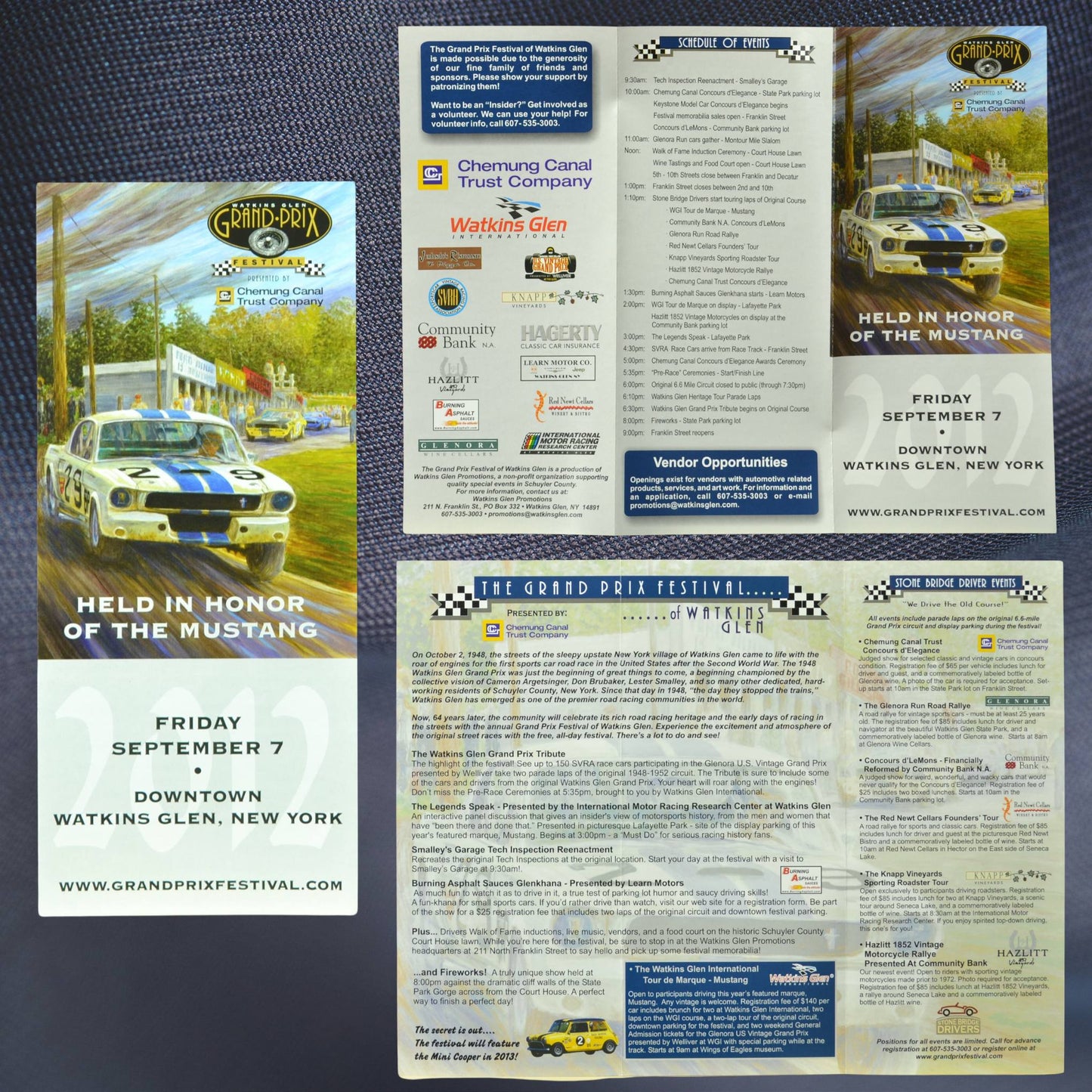 Watkins Glen Grand Prix Mustang Tribute Pamphlet – Folded & Unfolded