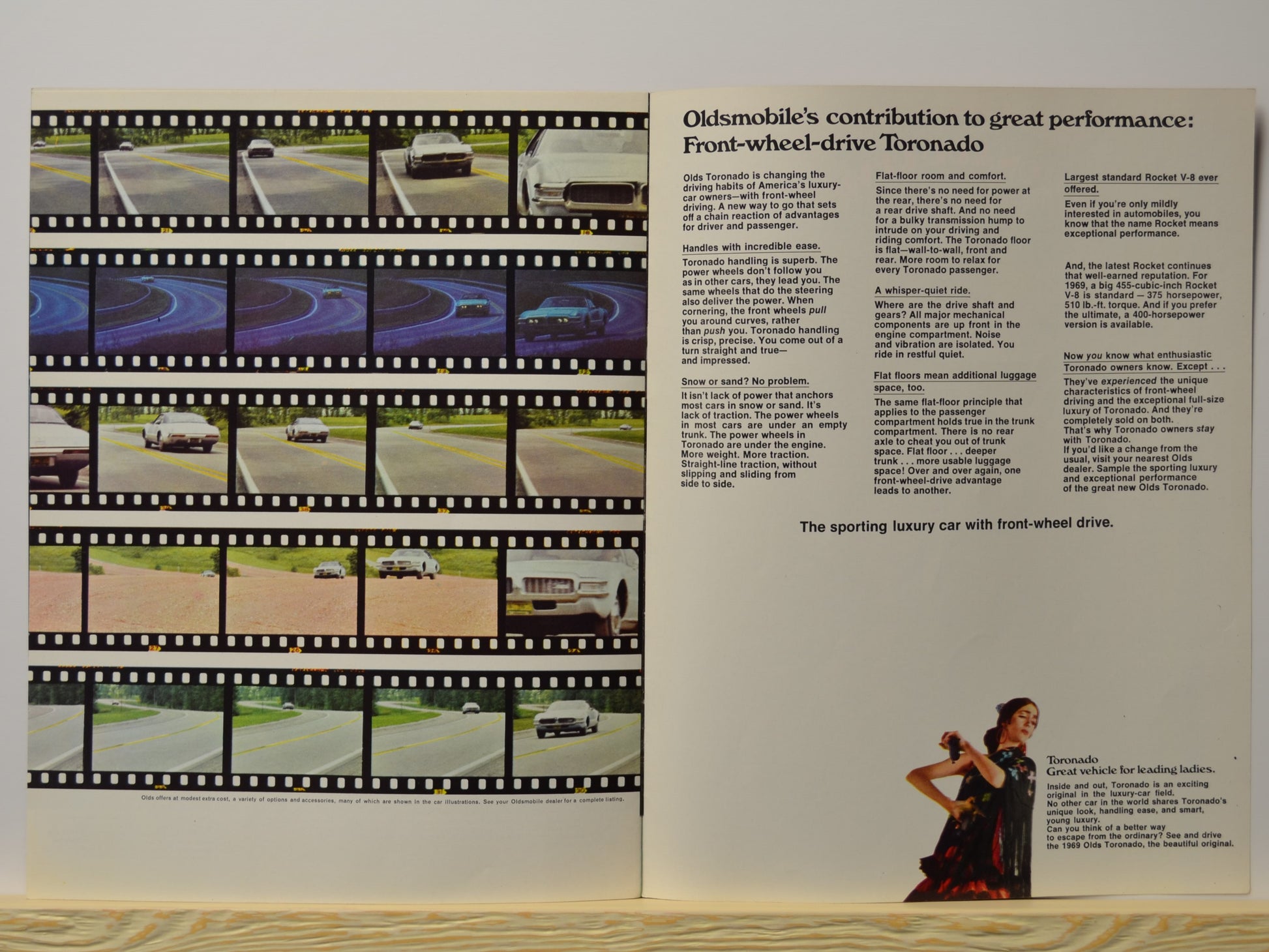 Toronado driving sequence layout with filmstrip graphics

