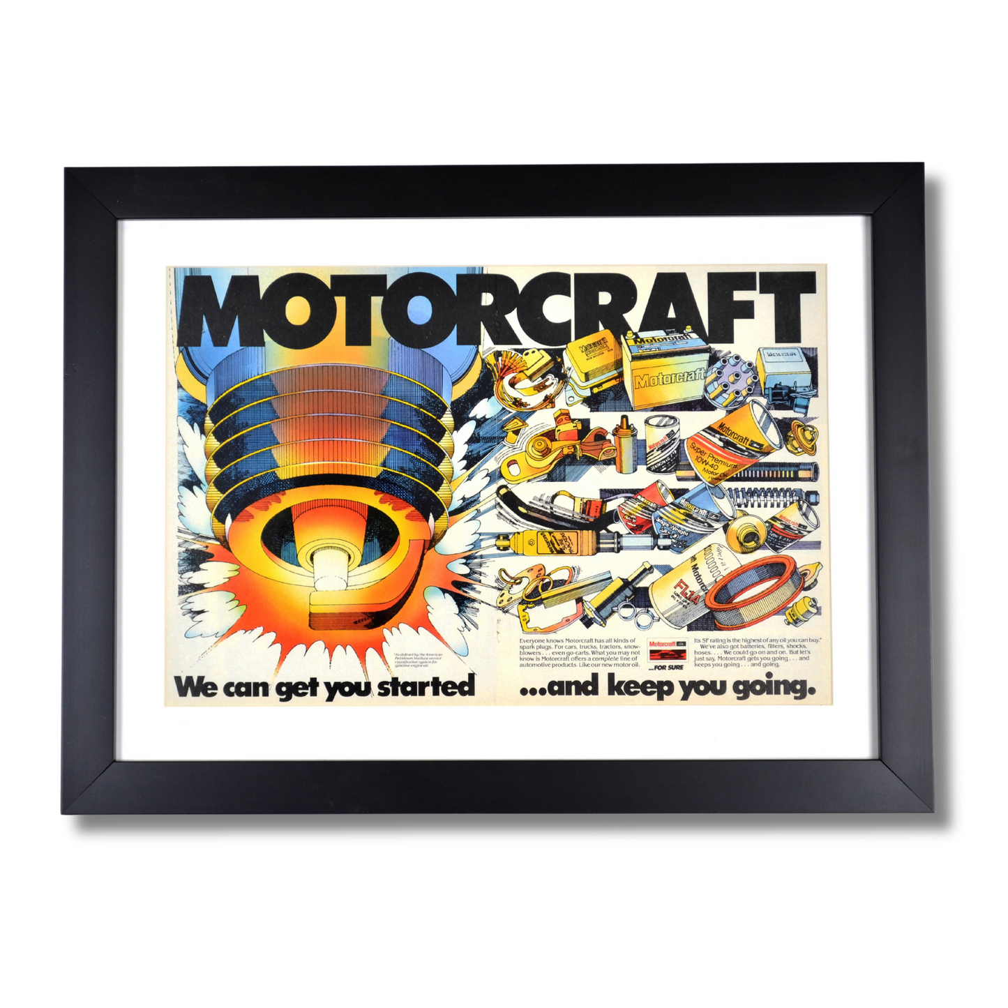 Ford Motorcraft parts nostalgic print ad, Framed vintage automotive wall art