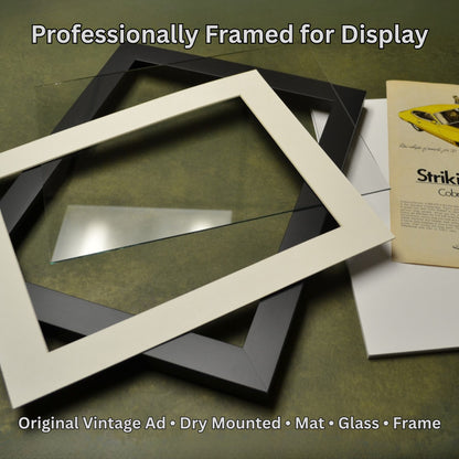 Framed vintage ad with text 'Professionally Framed for Display' vintage art garage