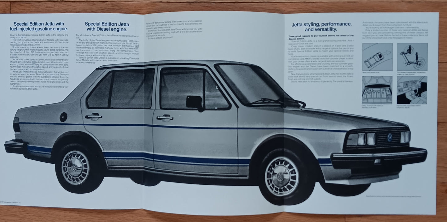 Volkswagen Special Edition Jetta brochure interior with full vehicle illustration