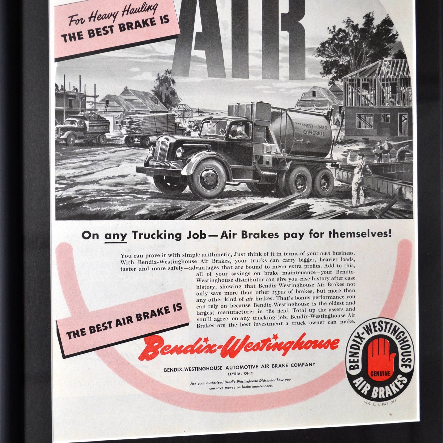 Vintage Truck Print Ad: 1940s Classic (Wall Art), framed, side view