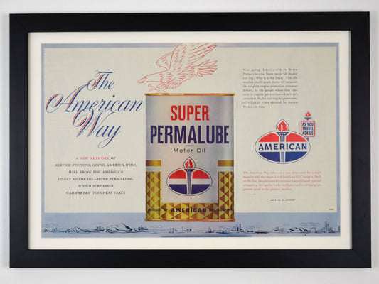 Classic Stripes: Framed 1960s American Oil Ad