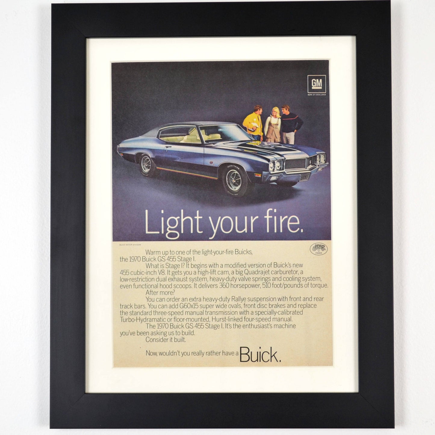 1970 Buick skylark print ad framed