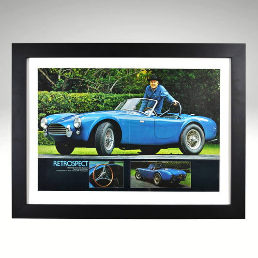 1962 Carroll Shelby Cobra retrospect vintage print framed 15x20