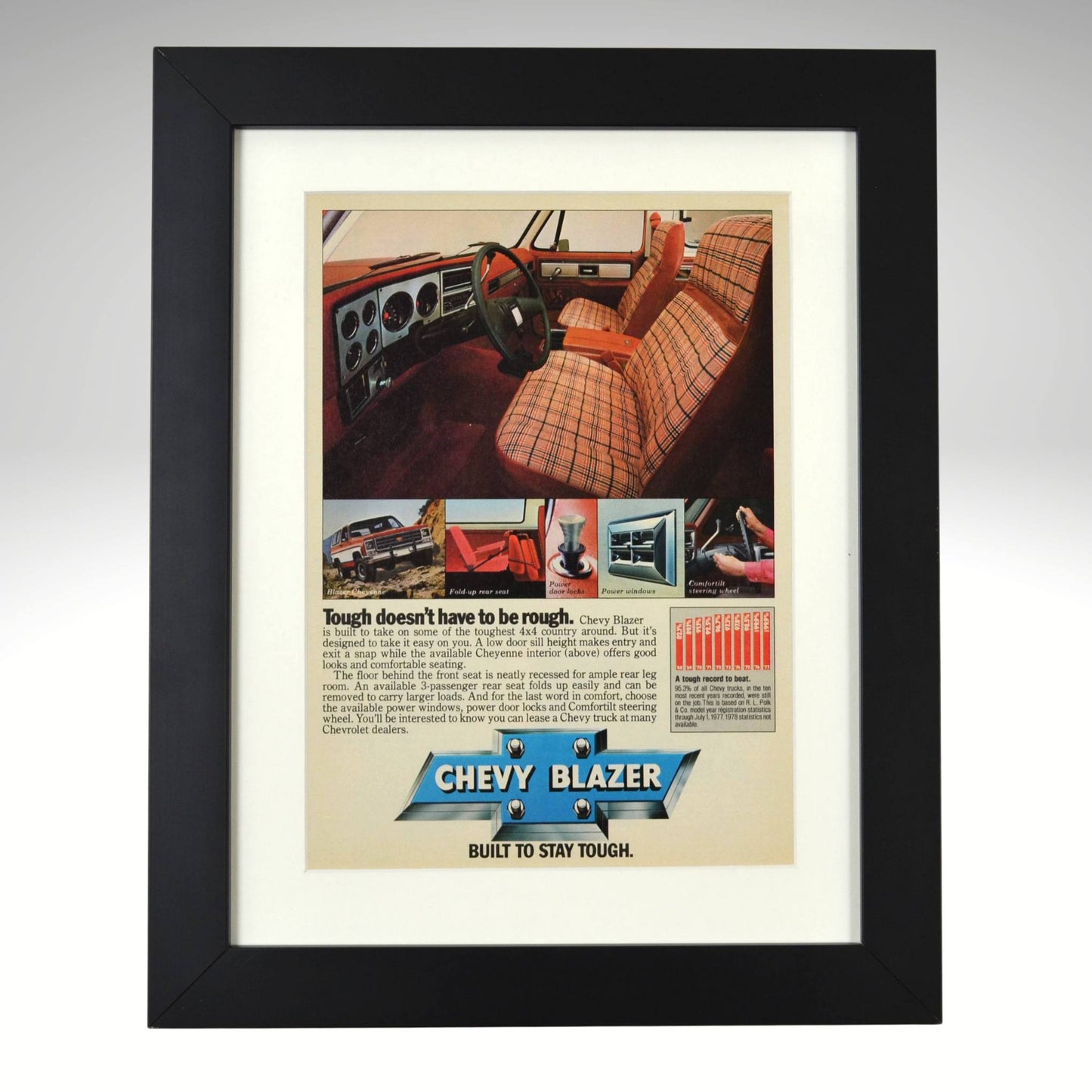 Chevy Blazer framed vintage print classic Chevrolet truck interior ad