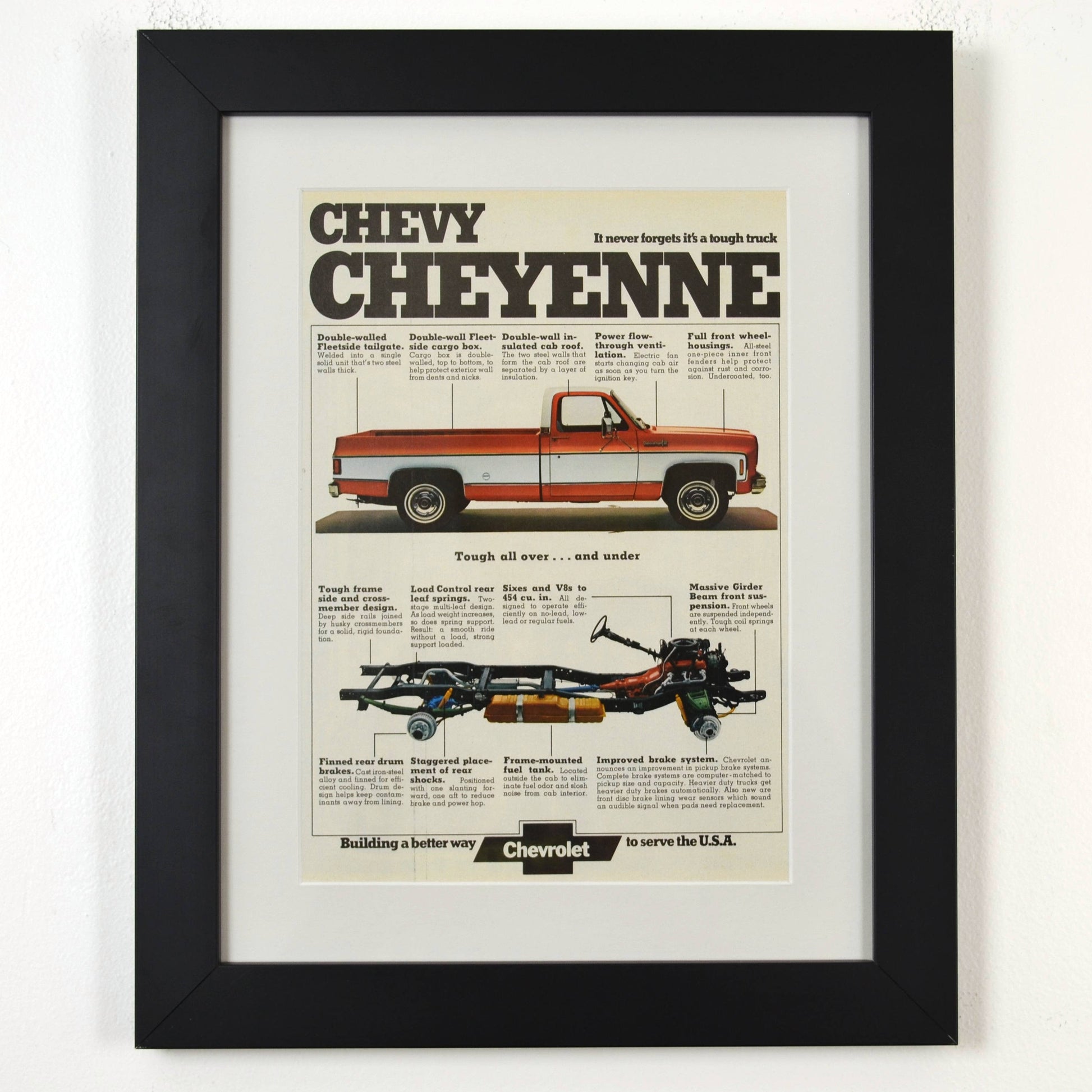 framed Mid-70s Chevy Cheyenne Pickup Ad 