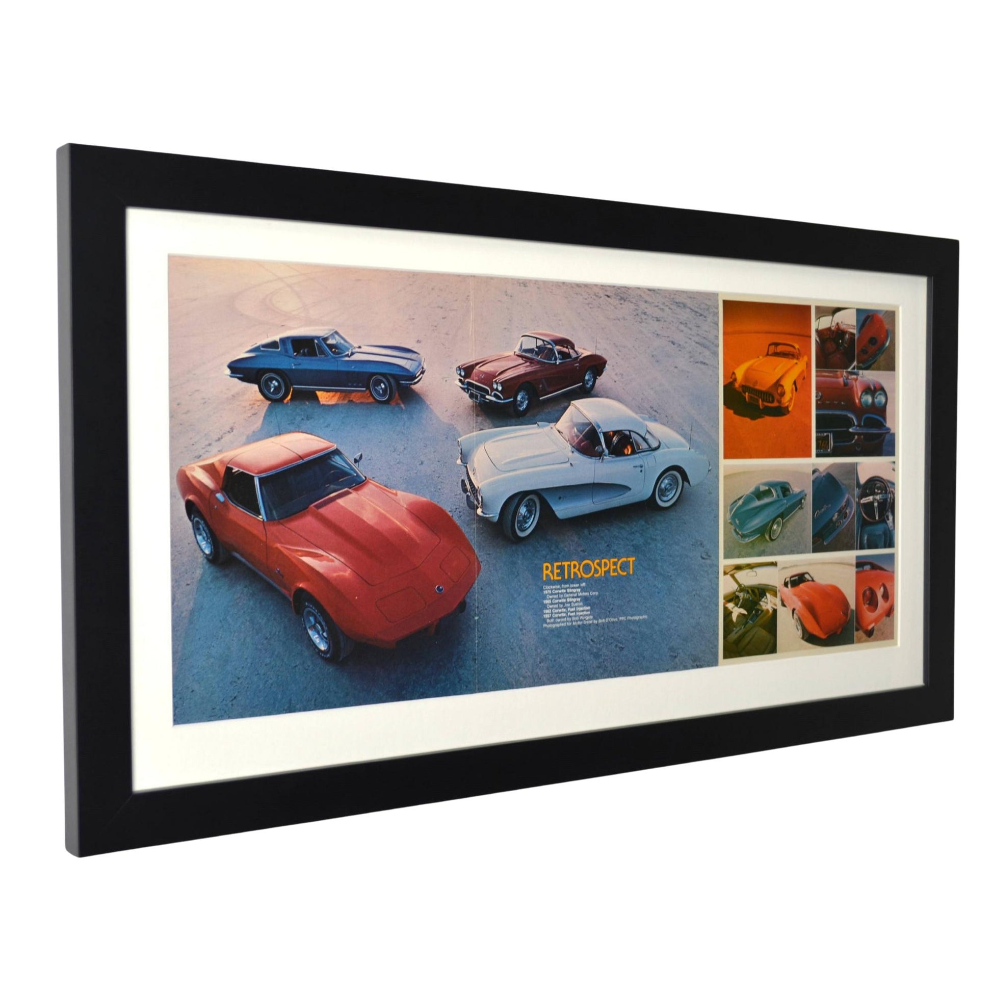 Side view of framed Corvette Retrospect wall art