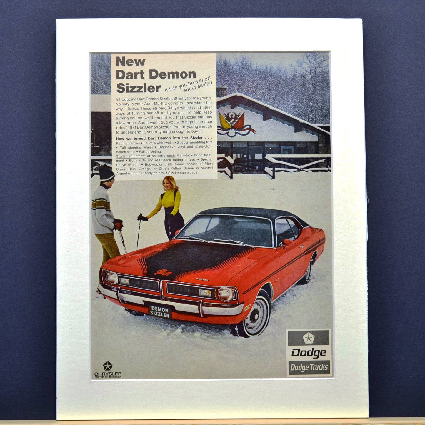 1971 Dodge Dart Demon Sizzler Ad - Framed Muscle Car Wall Art