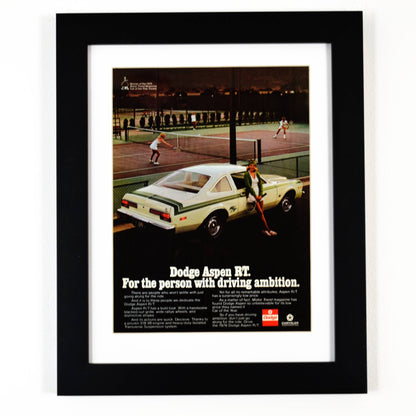 1976 Dodge Aspen R/T classic car print ad, framed