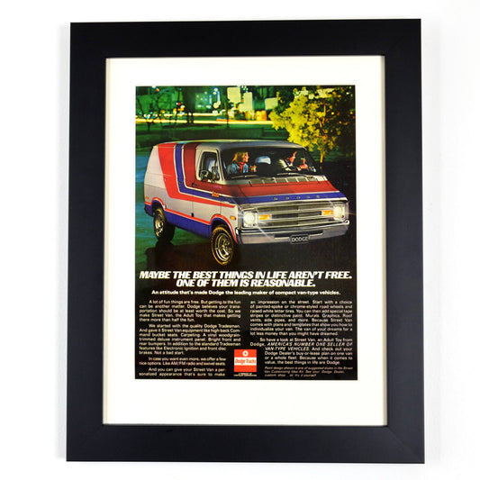 1977 Dodge Tradesman Street Van retro wall art, Framed vintage truck art