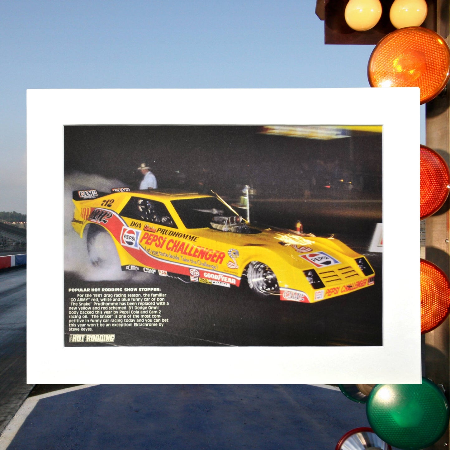 1981 Don "The Snake" Prudhomme Pepsi Challenger Funny Car – NHRA Drag Racing Icon - Vintage Art Garage