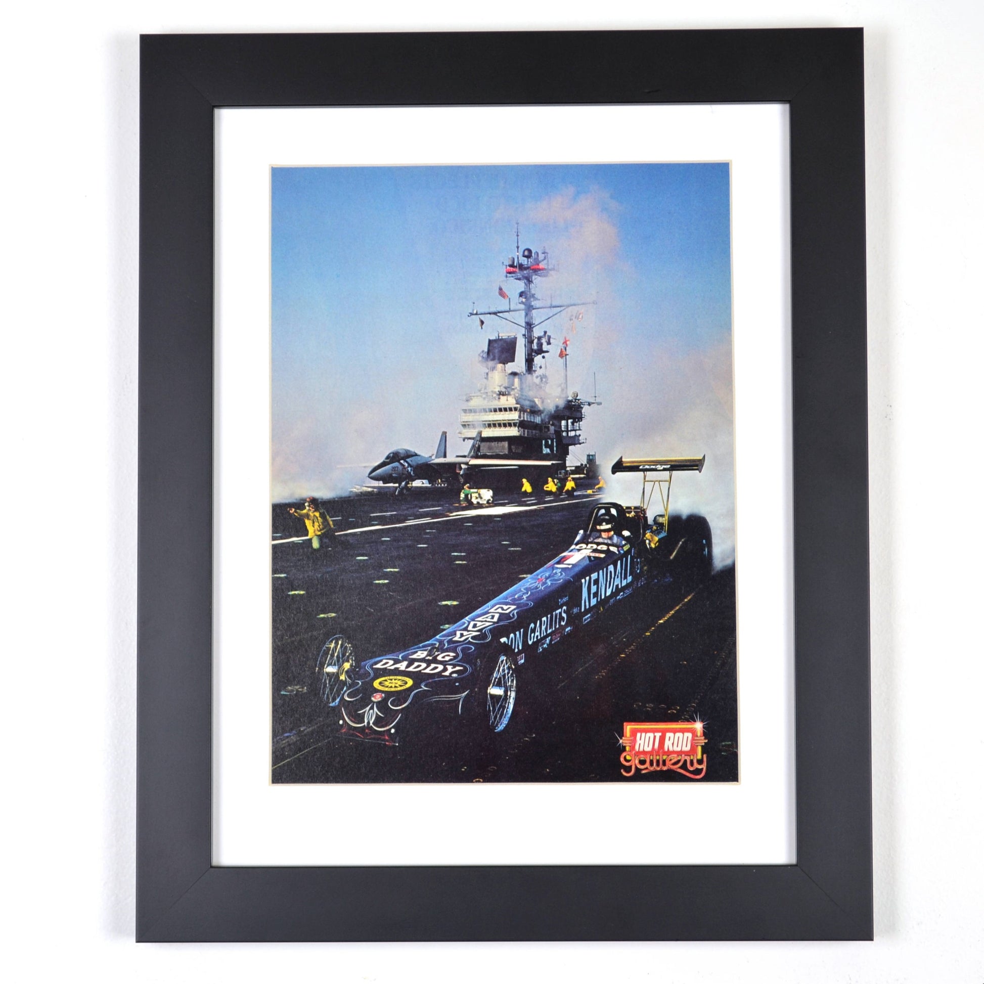 Don Garlits and F-14 Tomcat – Top Fuel "Swamp Rat XXII" on the USS Ranger Deck print framed 2