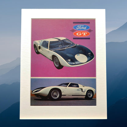 Ford GT-40 Classic Car Print Ad, Framed Automotive wall art