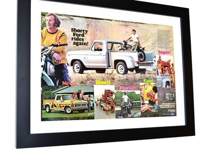 Retro Ford Shorty Pickup Ad – Framed 70s Truck Art, side right