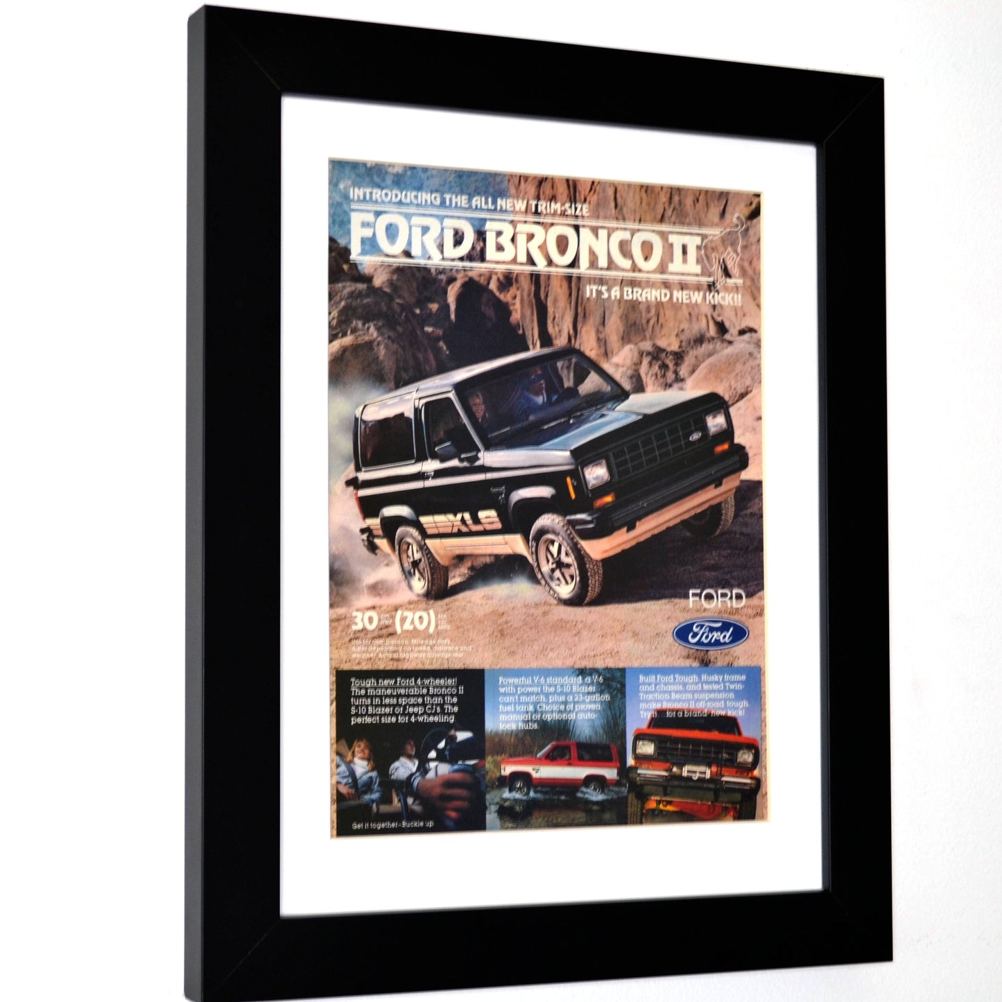 The Little Brother of Adventure: Framed 1984 Bronco II Ad (Classic Truck Art)