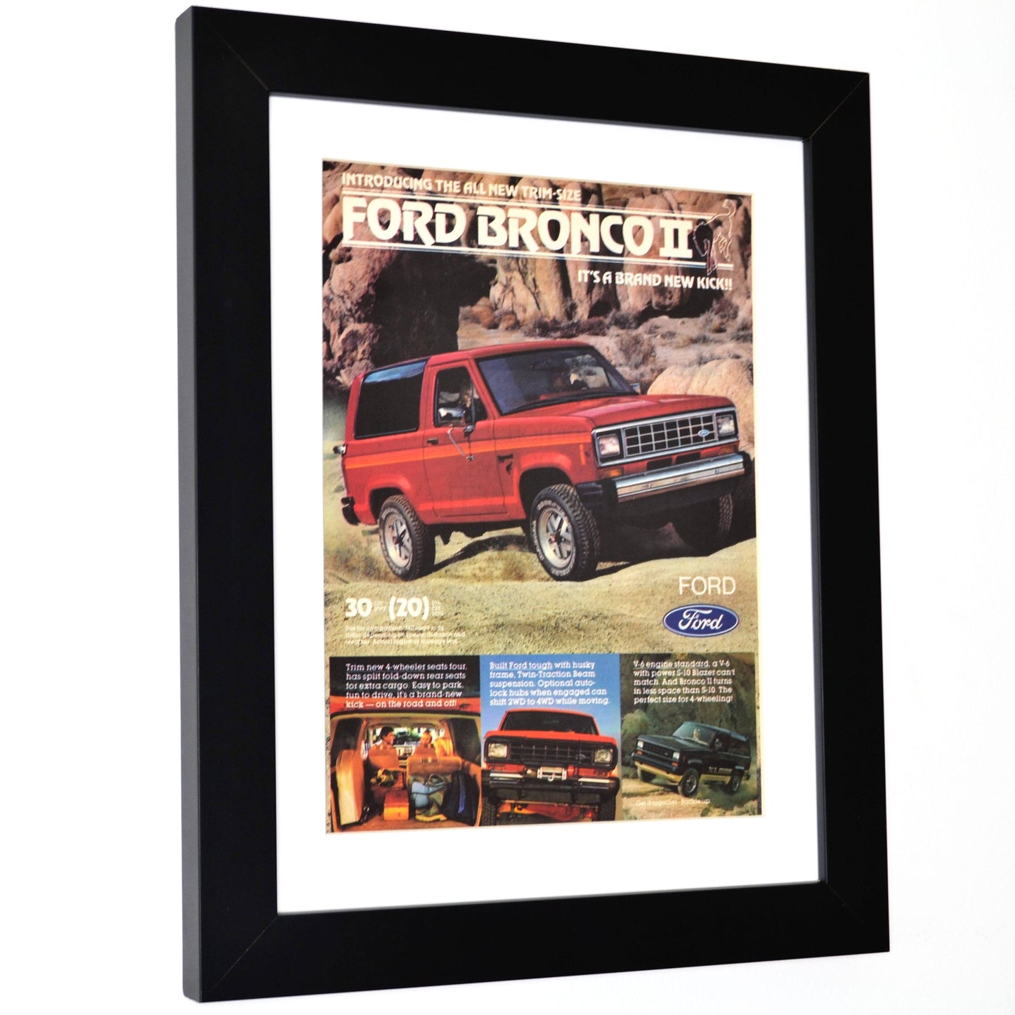 1984 Ford Bronco II print advertisement, Framed classic truck wall art