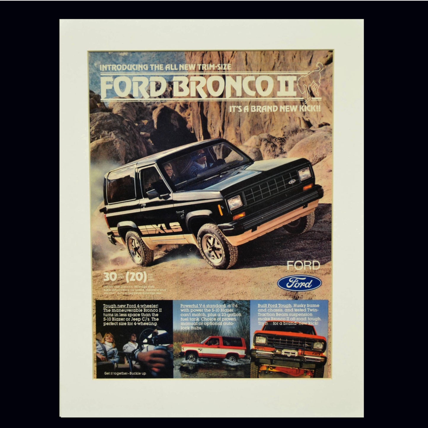 The Little Brother of Adventure: Framed 1984 Bronco II Ad (Classic Truck Art)