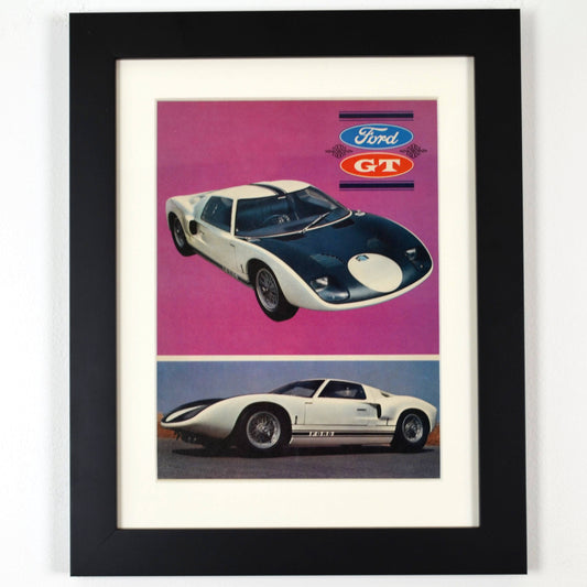 Ford GT40 Classic Car Print Ad, Framed Automotive wall art