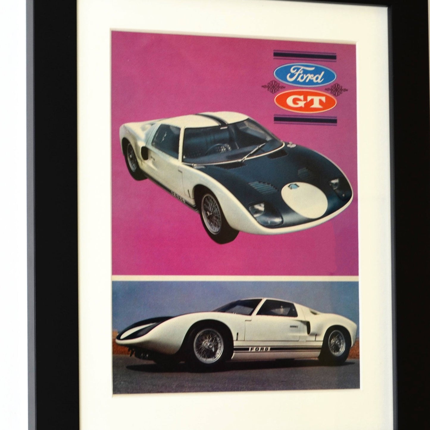 Ford GT40 Classic Car Print Ad, Framed Automotive wall art