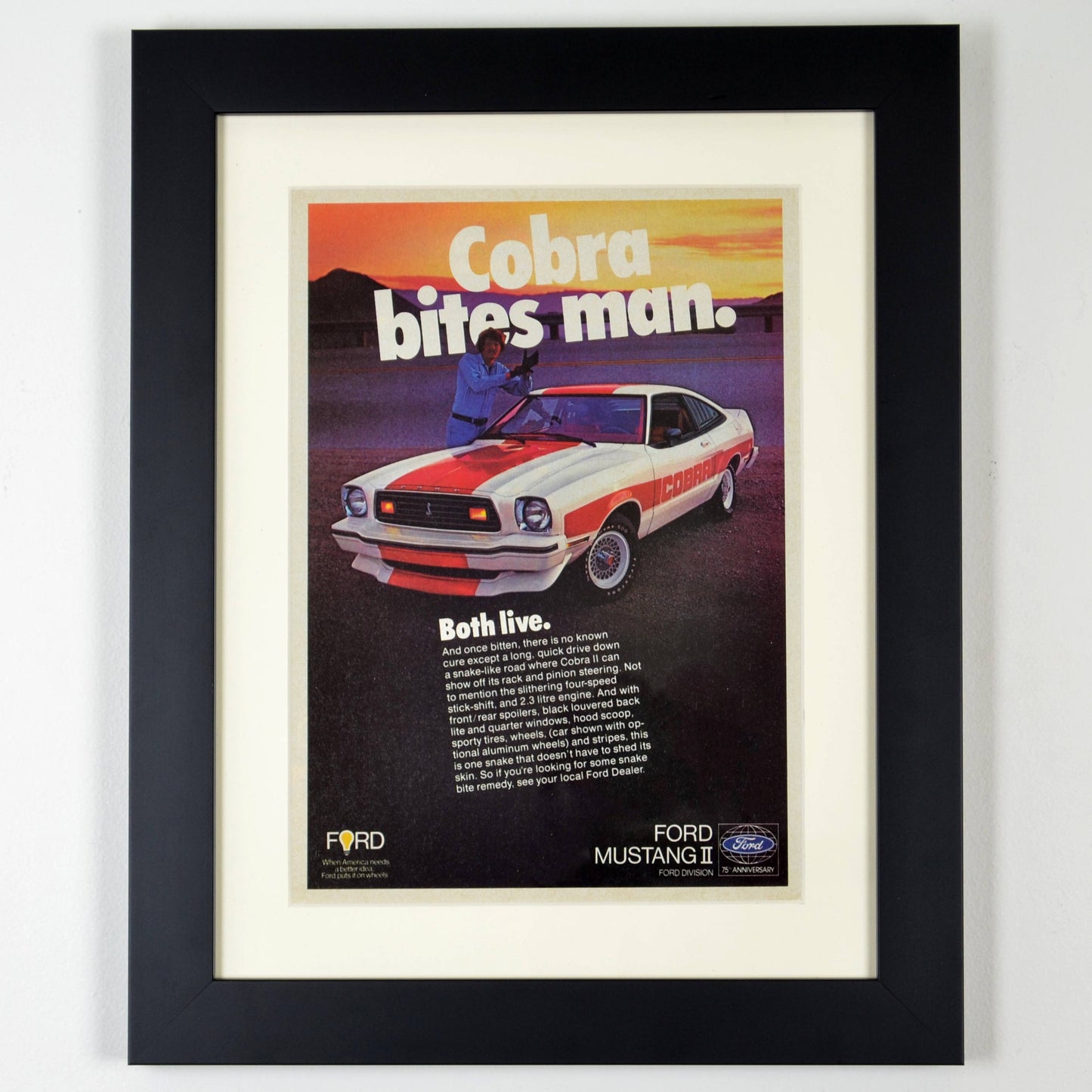 1978 Ford Mustang II Cobra Ad, framed