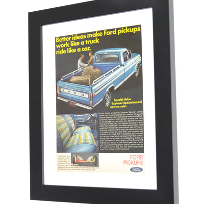 70's Ford truck print advertisement, side view, framed